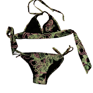 La Vie En Rose Black and Pink Paisley Bikini